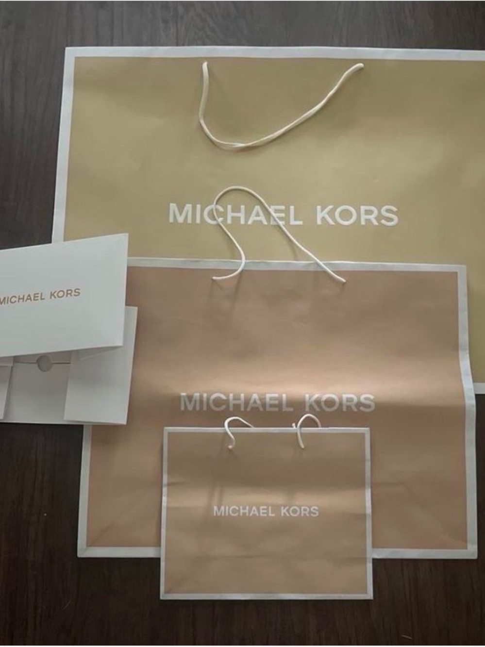Michael Kors Beige and White Branded Gift Bag and Box Set